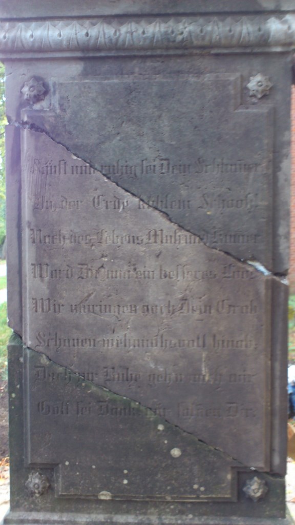 Grabstele von Catharina Wiehler: Inschrift auf der Rückseite