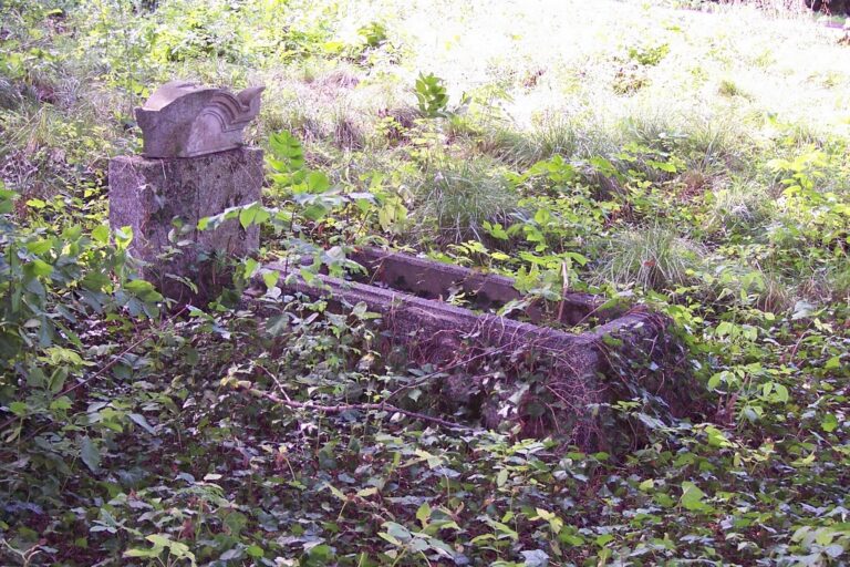 Grabstätte mit erhaltenem Grabstein auf dem Friedhof in Pr. Rosengart, 2006