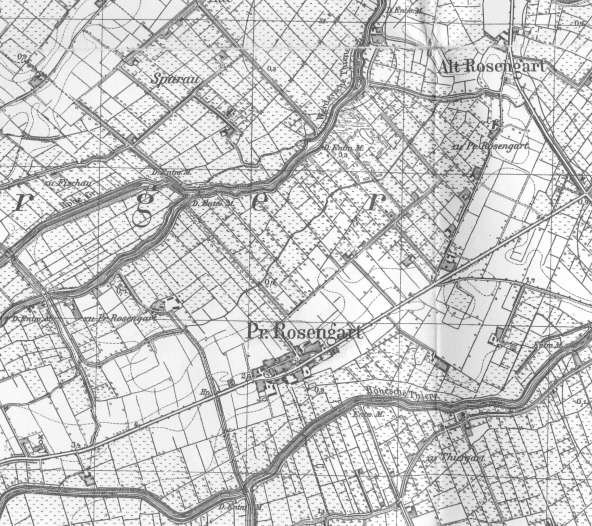 Messtischblatt von 1925: Pr. Rosengart und Umgebung, Maßstab 1:25.000